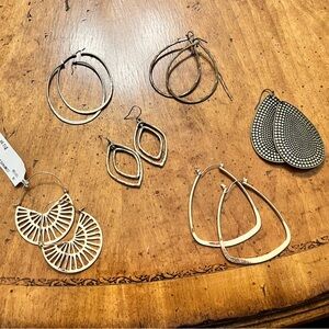 Set of 6 Pairs of Gold / Bronze Toned earrings